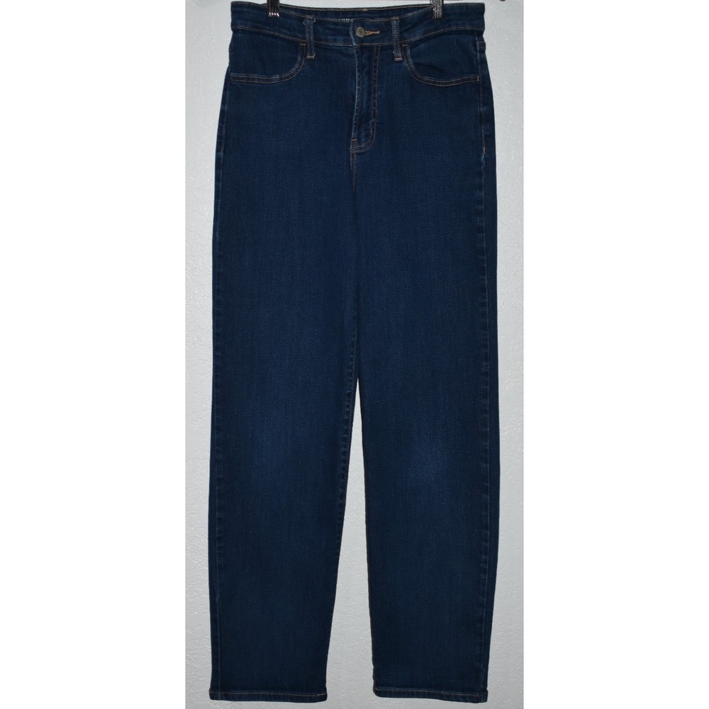 Old Navy Women 4 Loose‎ Jeans Long Wide Leg High Rise Blue Denim Cotton Stretch